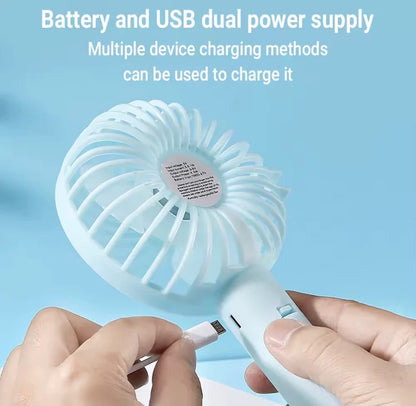Portable Hand Fan Mini Desktop Cooling Fan Rechargeable
